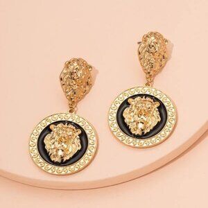 Lion and Rhinestone Earrings